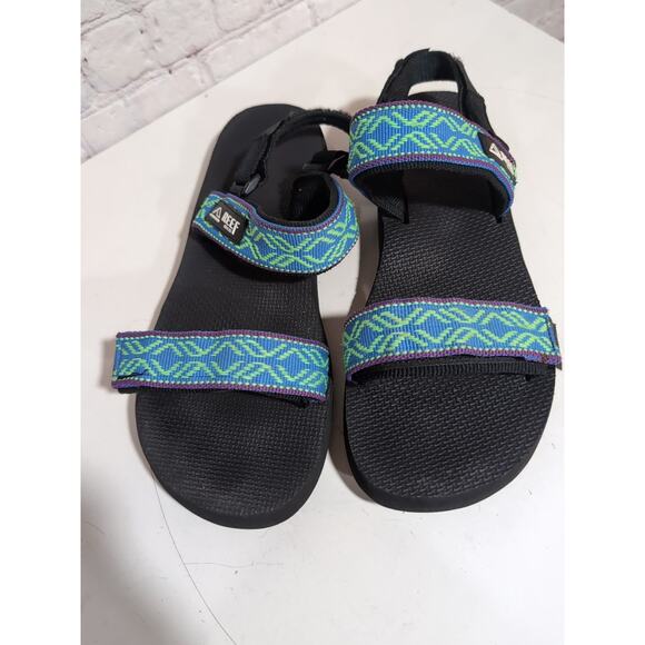 Vintage 90s REEF Aztec Sandals Unisex Rare Teal Purple Green Gorpcore Straps main image 9